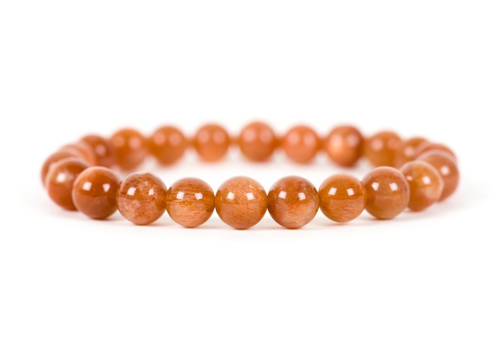 Sunstone Faceted Bead Bracelet w/ Suede Pouch | Abby's Apothecary Co