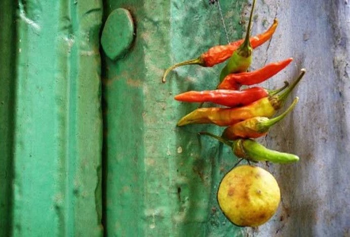 lemon chilli hanging evil eye